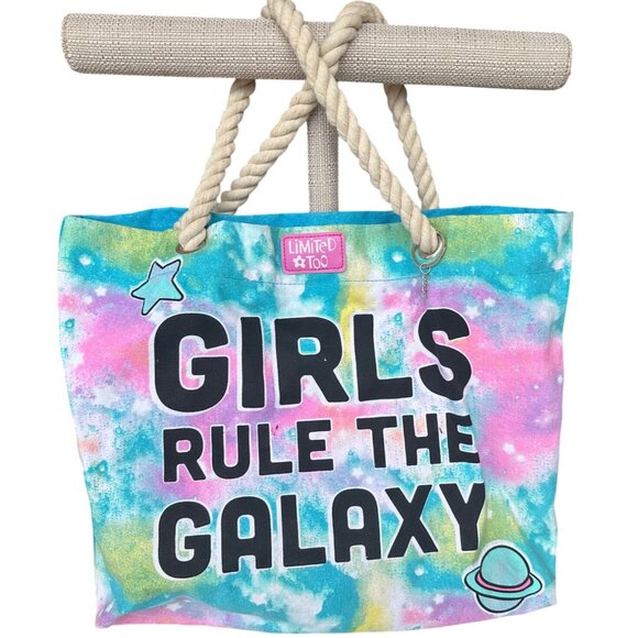 Limited Too "Girls Rule The Galaxy" Tie Dye Tote Bag 100% Cotton 14" Height - Picture 3 of 16